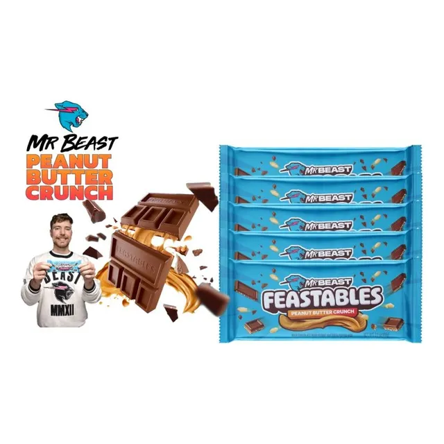 5pack Mr Beast Feastables Chocolate Peanut Butter Crunch 60g