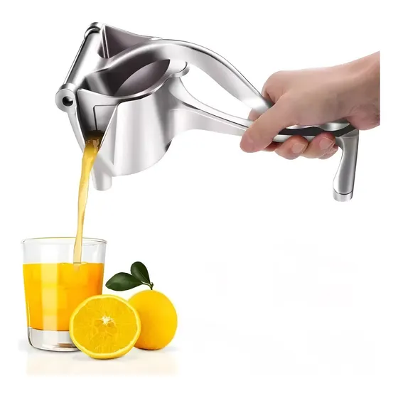 Exprimidor Manual De Jugos, En Aluminio Compacto Y Práctico