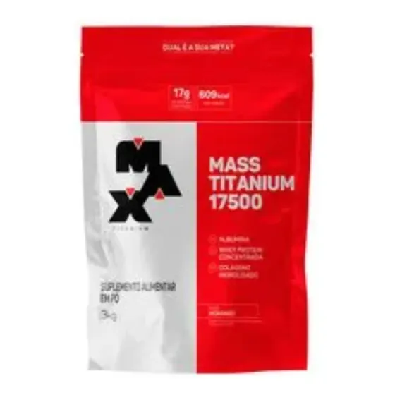 Hipercalórico Mass Titanium 17500 3kg - Max Titanium Sabor Morango