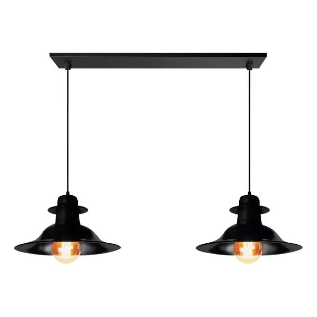 Colgante 2 Luces Negro Vintage Deco Moderno Apto Led Cuo