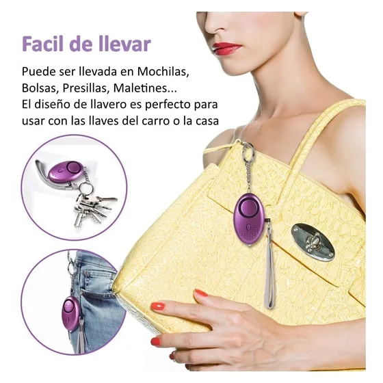 Botón De Pánico Violeta 130 Db Alarma Luz Led+baterías