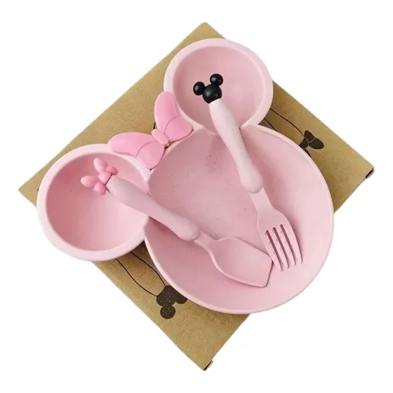 Set Alimentación Plato Con Cubiertos Para Niñas