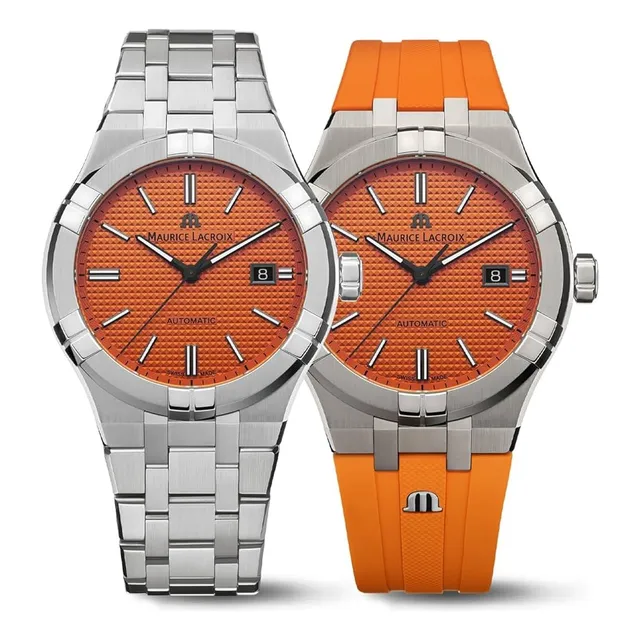Reloj Maurice Lacroix Aikon Automatic Ai6008-ss00f-530-e Naranja Plateado Naranja