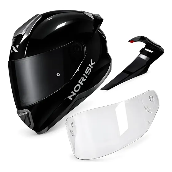 Capacete Norisk Razor Black Edition Com 2 Viseiras + Spoiler