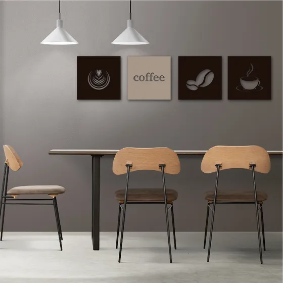 Cuadro De Madera Calado Mdf Cafe Moderno Living Decorativo Imback Color Negro