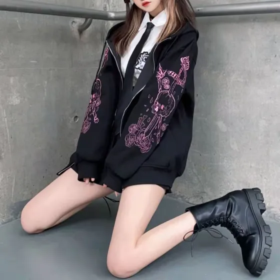 Sudadera Urbana De Estética Oscura Emo Grunge Alt Clothes
