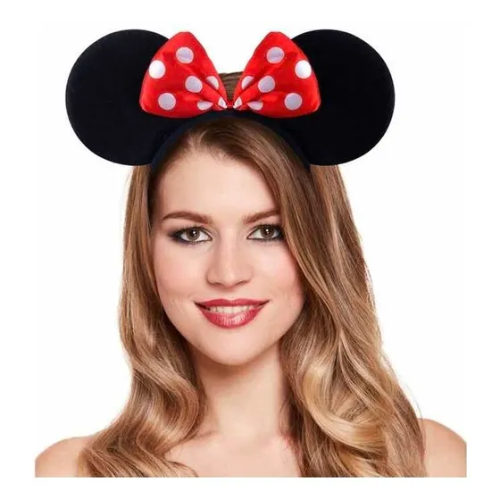 Vincha Minnie Orejas Con Moño Rojo Pintas Vinchas Cotillón