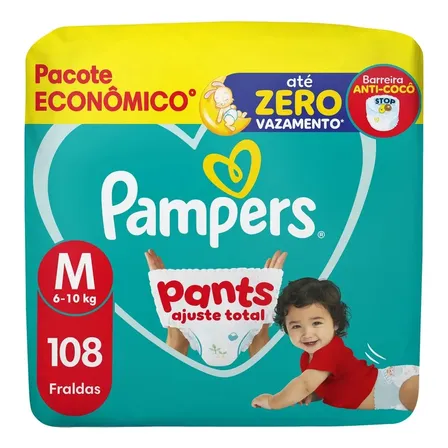 Fralda Pampers Pants Ajuste Total Tamanho M, 108 Un Pampers