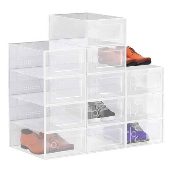 Caja Organizadora Zapatos Set X4 Banhaus Zapatero Apilable Color Blanco