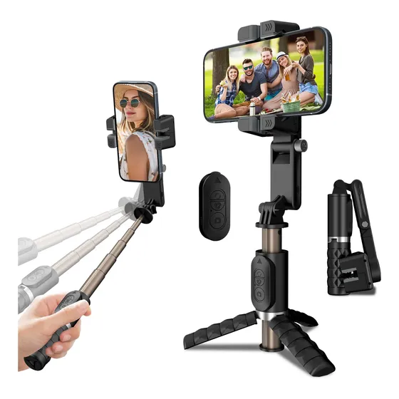 Trípode Selfie Stick Con Luz Led Ajustable Control Bluetooth