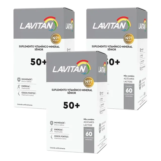 Kit Lavitan Sênior 50+ C/ 3 Un De 60 Comp Revestidos Cada