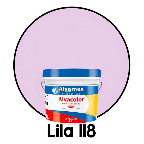 Pintura Vinilica Mate 4 Litros Alvacolor 4 Años Galón Int/ex Color Lila