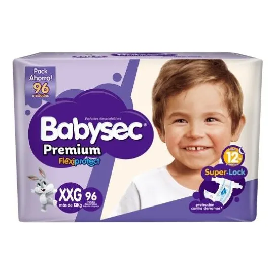 Pañales Babysec Premium sin género XXGPañales Babysec Premium sin género XXG x 96 unidades