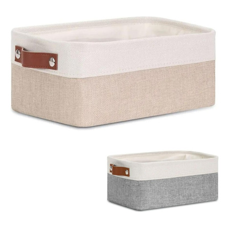 01 Caixa Cesto Organizador Tecido Linho Dobrável 36x16x12cm 01 Caixa Cesto Organizador Tecido Linho Dobrável 36x16x12cm