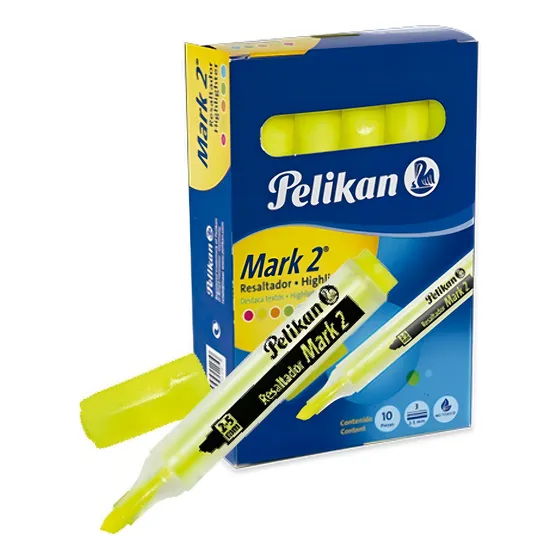 Resaltador Pelikan Mark 2 Fluo X 10 Unidades V/colores Color Amarillo