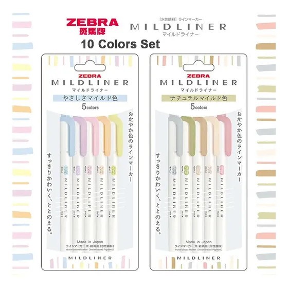 Set De Rotuladores De 10 Colores Mildliner Handwriting Zebra