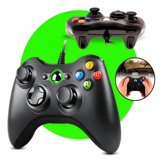 Controle Com Fio Para Vídeo Game Xbox 360/pc  Game Pass 