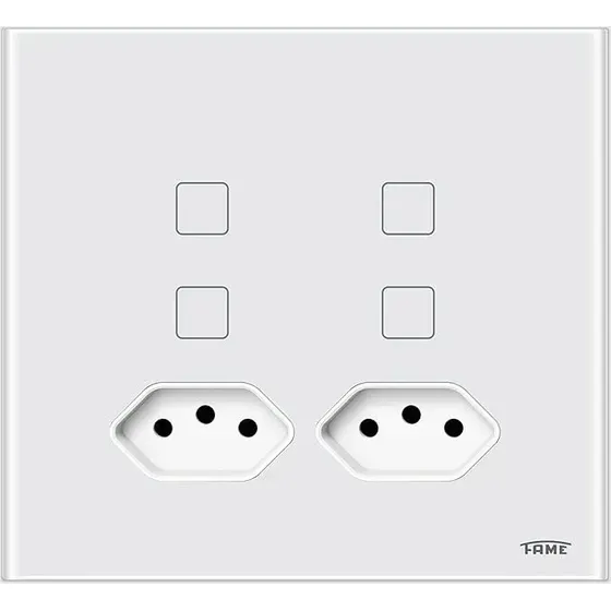 Tomada 4 Teclas Touch 2 Tom 2p+t 10a Inteligentes Wi-fi Branco