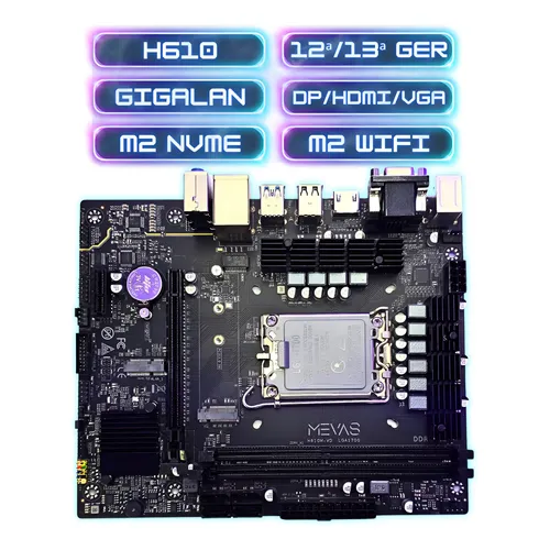 Placa Mãe ASRock H610M-HVS/M.2 R2.0 DDR4 LGA1700 Micro ATX Intel