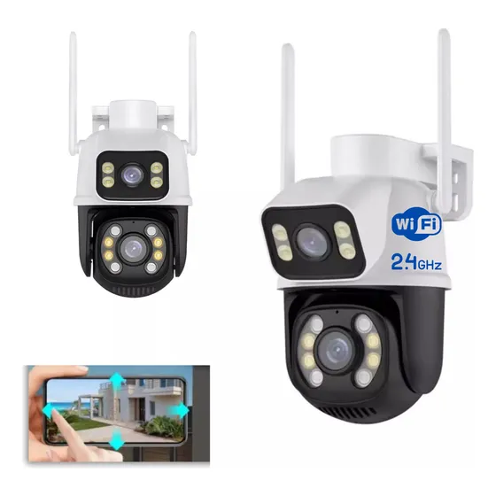 Camera Segurança Wifi Dupla Ip Externa A Prova Dagua 360 Hd
