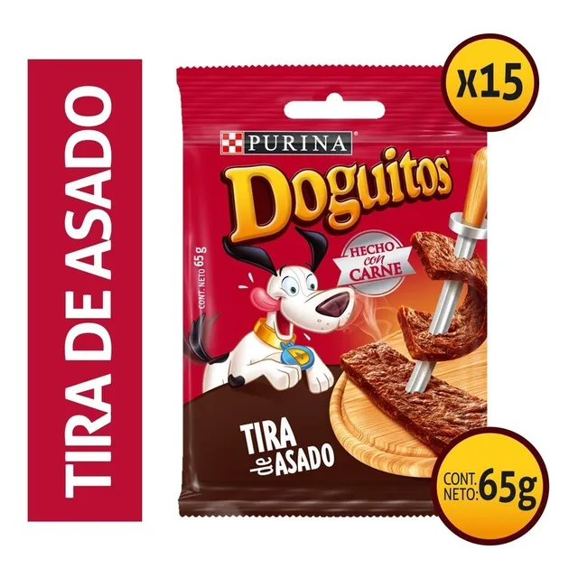 Pack 15un Snack Doguitos Tira De Asado 65g