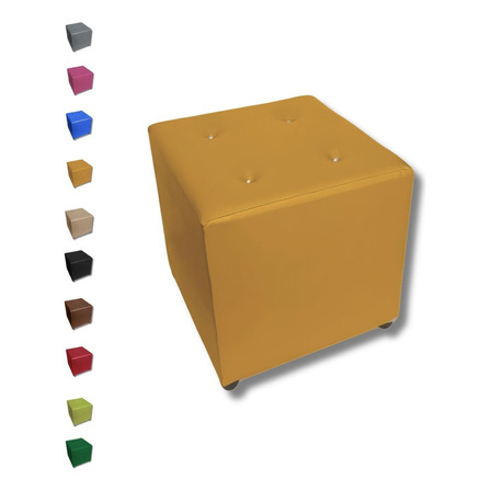 Puff Cubo Quadrado Banco Banquinho Decorativo 40x40 Cor Amarelo Courino Puff Cubo Quadrado Banco Banquinho Decorativo 40x40 Cor Amarelo Courino