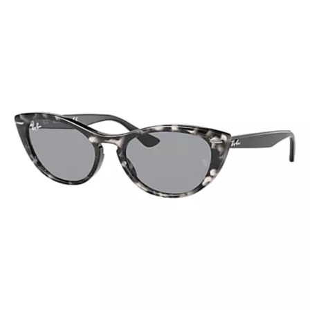 Anteojos de sol Ray-Ban Wayfarer Nina Mediano con marco de propionato color polished grey havana, lente blue espejada, varilla black de propionato - RB4314N