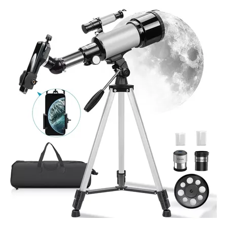 Telescópio Refrator 70mm Astronômico Tripé Portátil M40070 Preto
