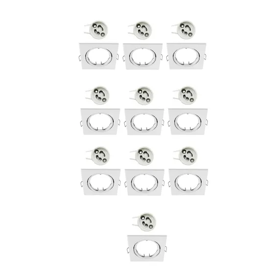 Foco Spot Cuadrado Móvil Dicroica Gu10 + Conector Gu10 X10