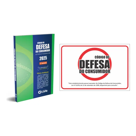 Kit Livro Código De Defesa Do Consumidor Atualizado 2025 38ª Edição + Placa Adesiva