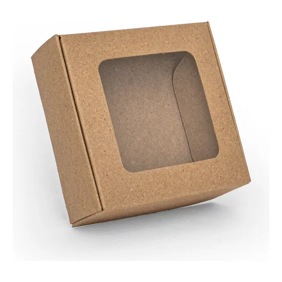 50 Cajas Kraft Para Chocolate 10 X 10 X 4 Cm Con Ventana Kraft
