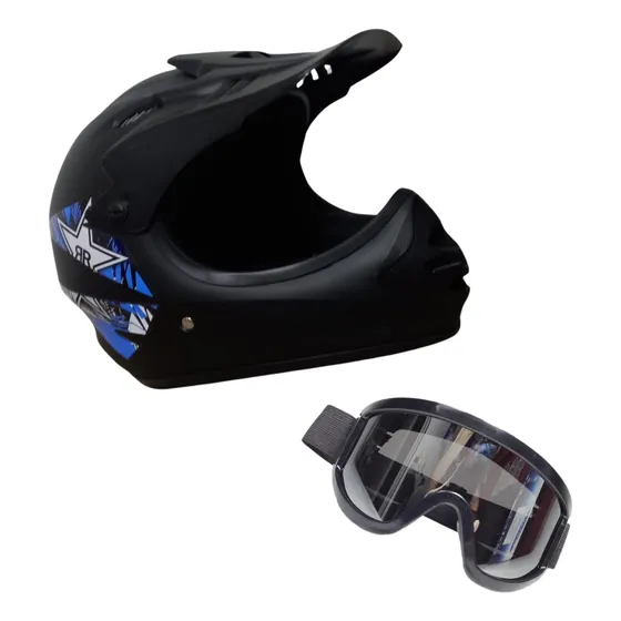 Casco  Bicicross + Gafas Para Niños  Y Jóvenes
