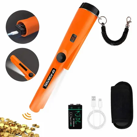 Detector de Metal Com Bateria Recarregavel Inclusa Cabo USB Profissional Portatil Ouro Prata Moedas Alta Precisao Subterraneo Pointer Pinpointer Localizador Localizacao Praia Brinde Tesouro Joias