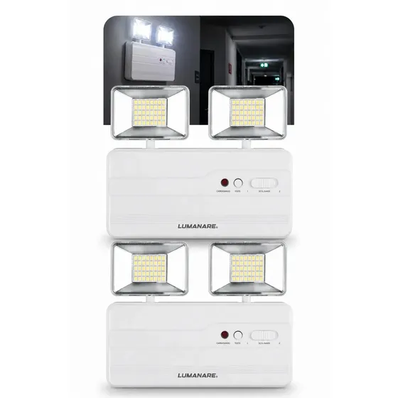 Kit Com 2 Luminária De Emergência Led 2200 Lumens 20W Potente Forte Profissional Recarregável 127/22