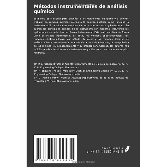 Libro: Métodos Instrumentales De Análisis Químico (spanish
