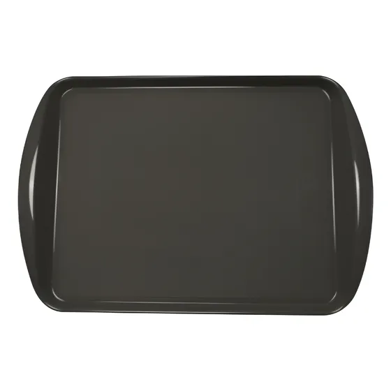 Bandeja Plástica Retangular Preta Semaza 35x23cm Kit com 10 Unidades