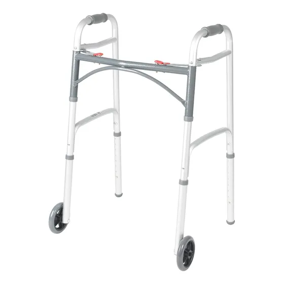 Andador Plegable De Lujo De Dos Botones Con Ruedas De 5 