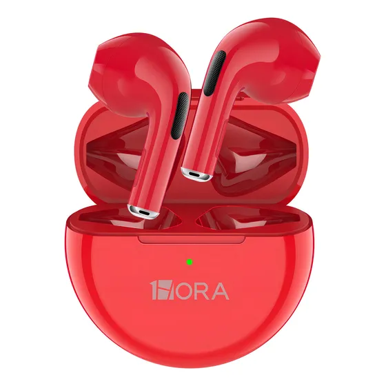 Fones de ouvido intra-auriculares sem fio Bluetooth 5.3 Aut119 de 1 hora, cor vermelha