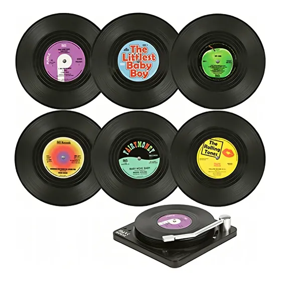 Posavasos de Música con Soporte para Discos de Vinilo para Vasos