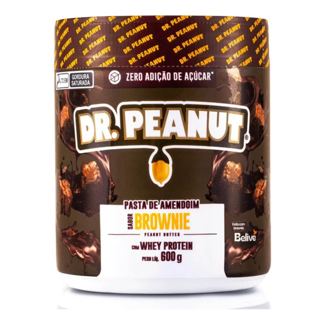 Pasta De Amendoim Com Whey Protein - 600g - Dr. Peanut Sabor Brownie Pasta De Amendoim Com Whey Protein - 600g - Dr. Peanut Sabor Brownie