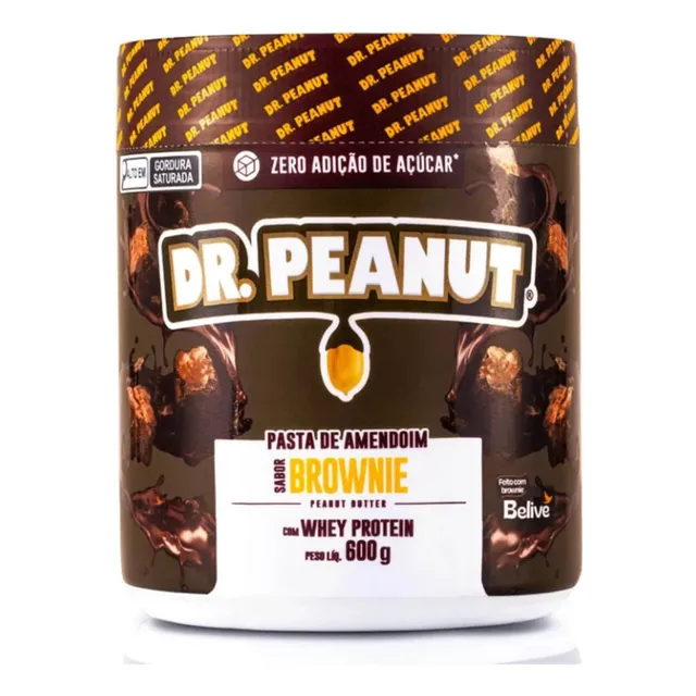 Pasta De Amendoim Com Whey Protein - 600g - Dr. Peanut Sabor Brownie Pasta De Amendoim Com Whey Protein - 600g - Dr. Peanut Sabor Brownie