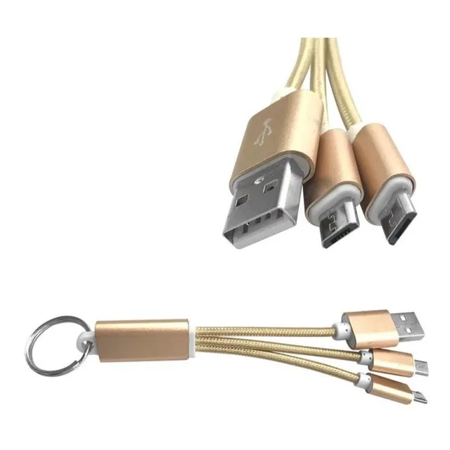 Cable Cargador 2 En 1 Llavero Usb Dual Conectores 