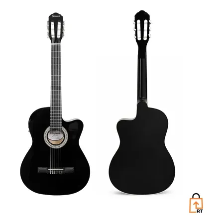 Violão Giannini Flat Ceq Eletroacústico Aço Profissional Náilon Preto Destro