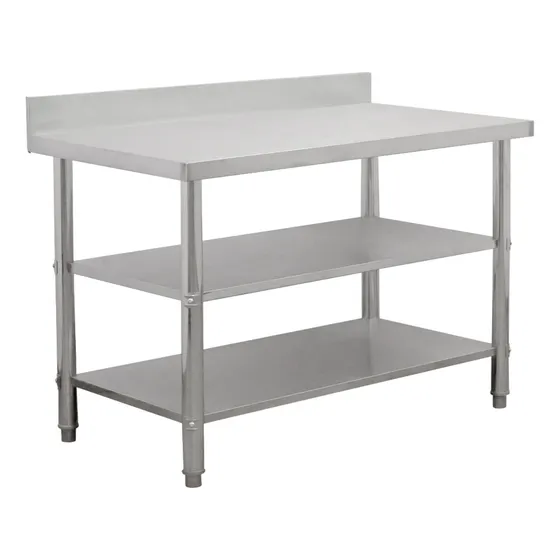 Mesa A Pared Acero Inoxidable Doble Entrepaño 146x60x85 CM