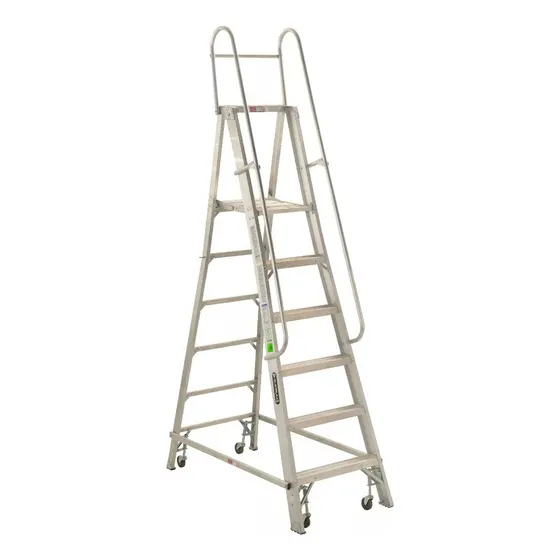 Escalera De Aluminio Plataforma Rodante Cuprum 570-06n Plateado