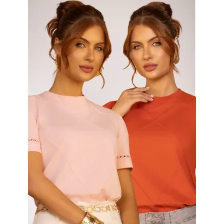 Blusa Camiseta Feminina Confortável Kit 2 Peças Algodão