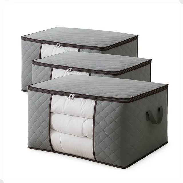 Kit 3 Organizador Edredom Roupas Cobertor Saco Tecido Ziper