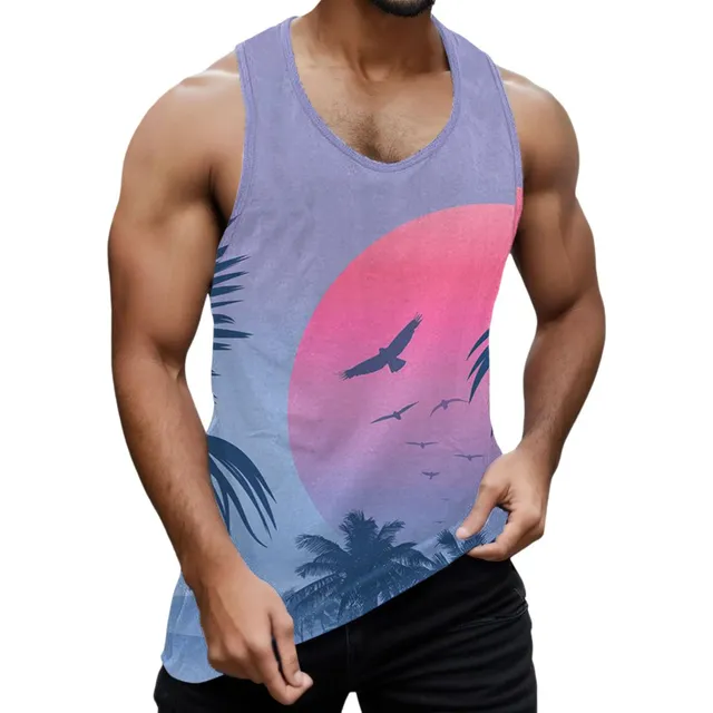 Tops Para Hombre Camiseta Manga Estampado Arbol Hawaiano I