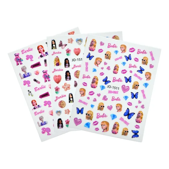 Stickers/pegatinas Para Uñas De Barbie 3 Plantillas +200pz