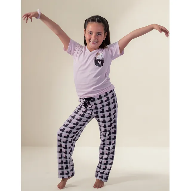 Pijamas Para Niñas Manga Corta Y Pantalón Largo